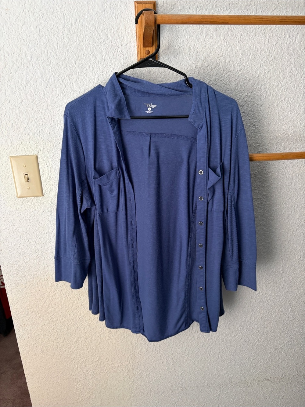 Indigo Blue Button-Front Women's Top